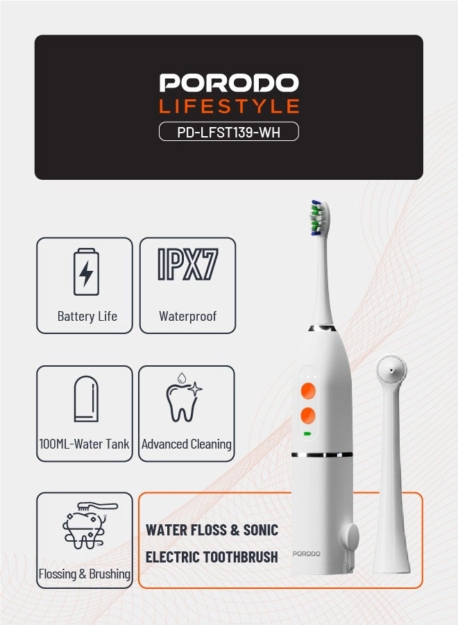 Lifestyle Water Floss & Sonic Electric Toothbrush - 100mL 25 Days Battery Life IPX7