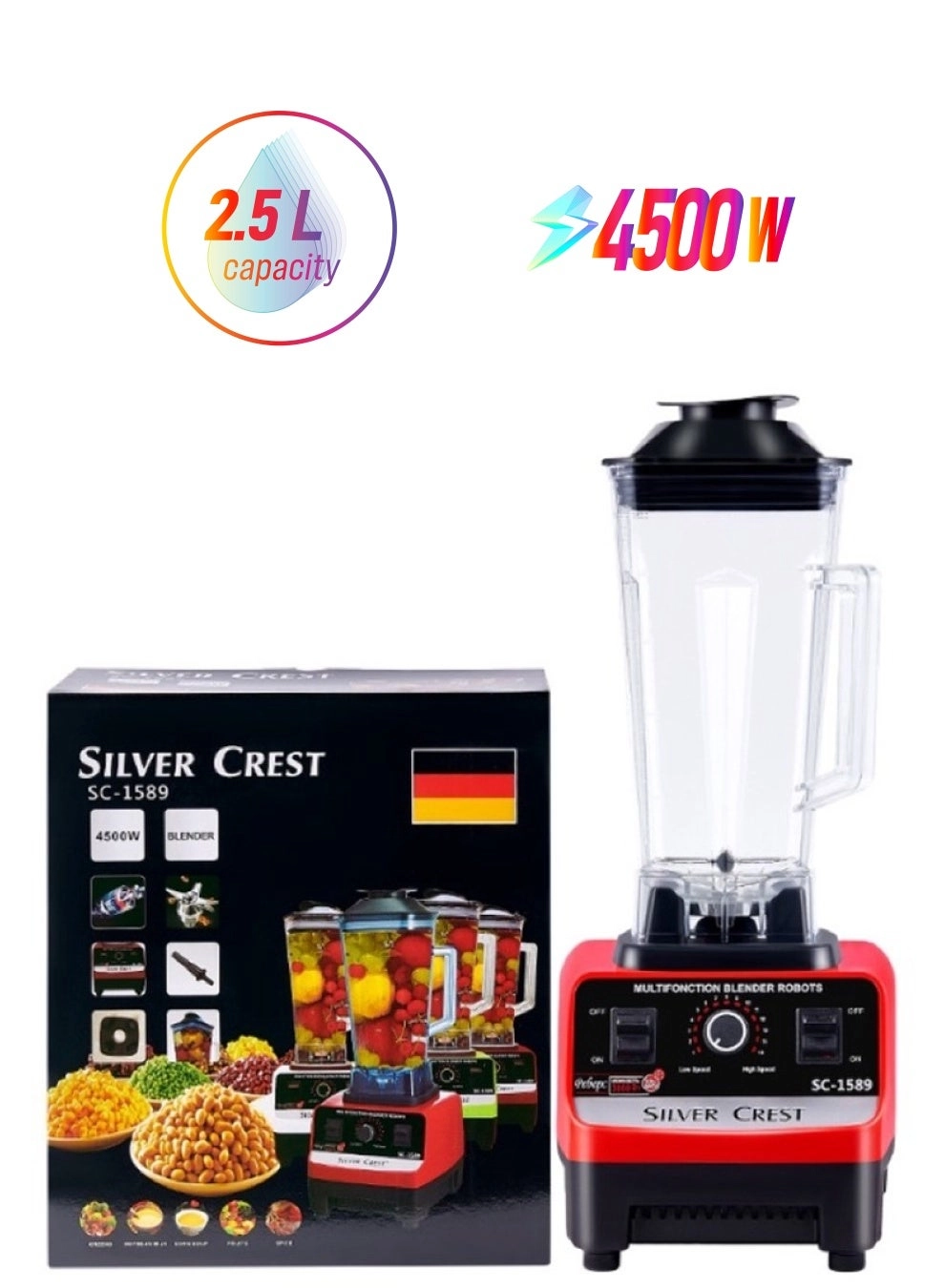 Heavy Duty Blender Mixer - BPA Free High Speed Ice Crusher