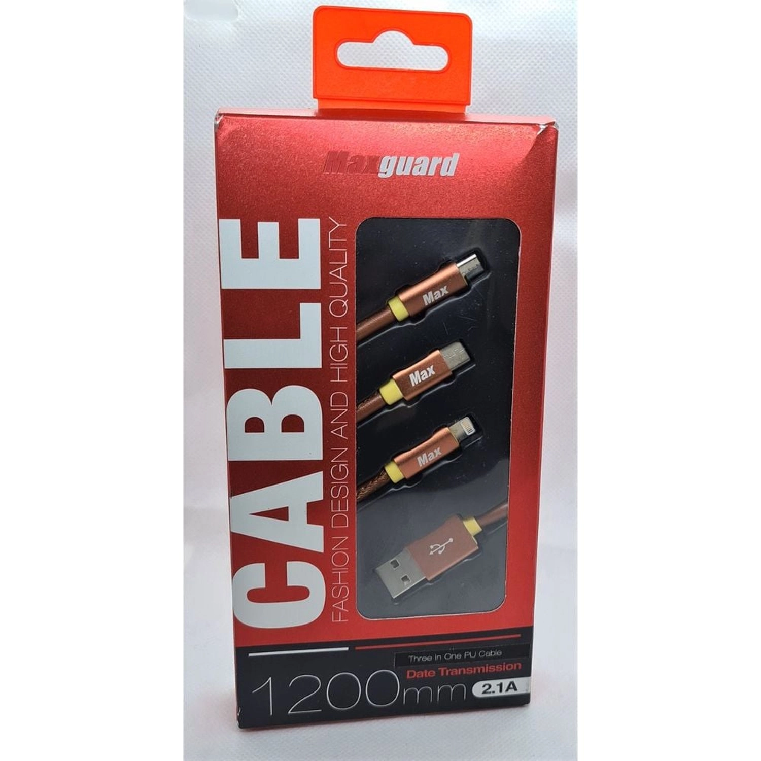 MaxGuard 3 in 1 USB Cable USB-A to USB-C 1.2m