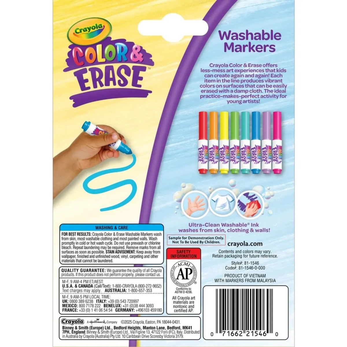Broad Line Washable Markers - 8 Multi Colour