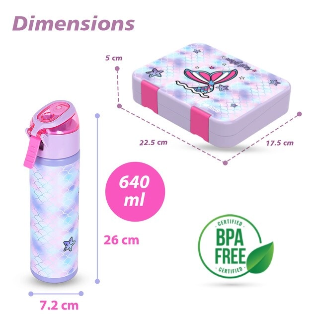 6 & 4 Convertible Bento Lunch Box + 640ml Water Bottle + Sandwich Cutter Set - TREX Blue