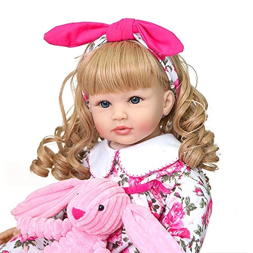 Reborn Baby Doll - 24 inch Silicone Vinyl + PP Cotton Pink Coat