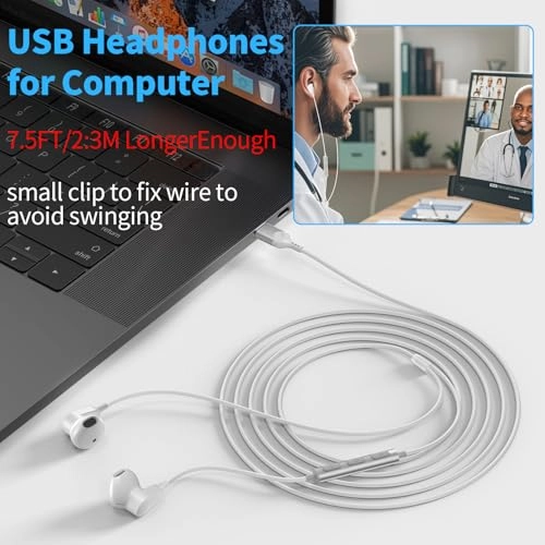 USB Computer Headphones - Wired Headset