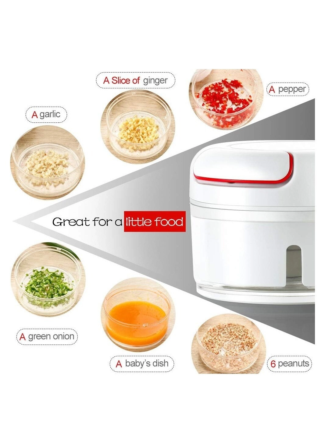 Manual Food Chopper - Handheld Pull Compact