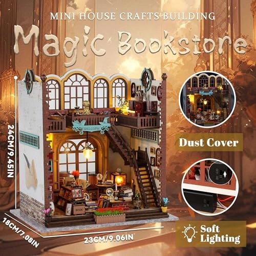 DIY Miniature House Kit - Magic Bookstore LED Light