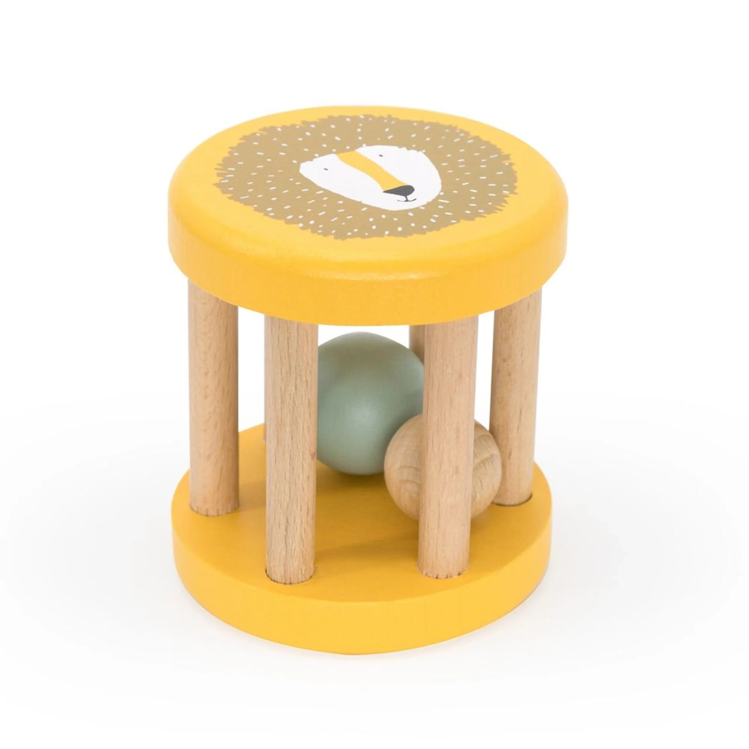 Wooden Rolling Rattle - 6 months wooden Mr. Lion