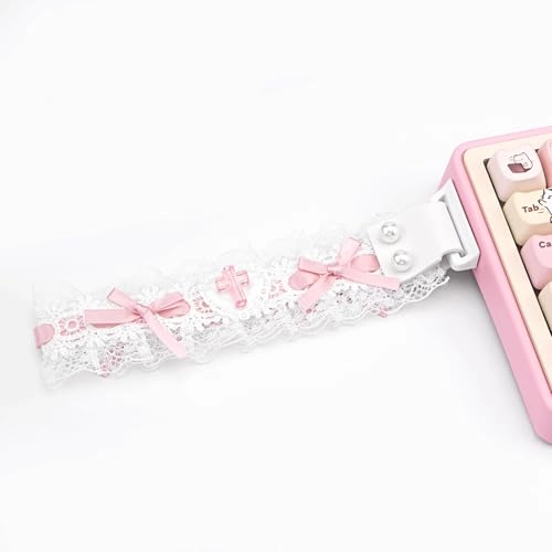 Custom Keyboard Straps - Pink White Lace
