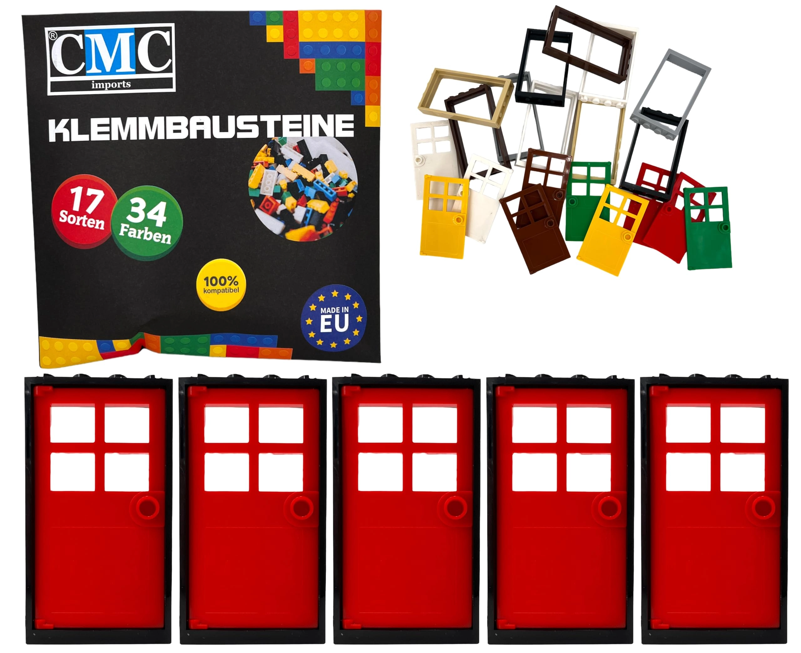 Door Frame - Beige 5 pcs + Door Leaf - Green