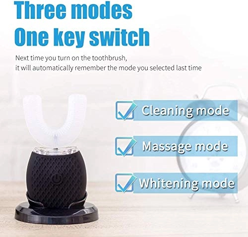 Ultrasonic U-Shaped Toothbrush - 360° Mouth Cleansing Black