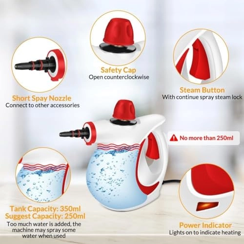 Handheld Pressurized Steam Cleaner - 350 Milliliters