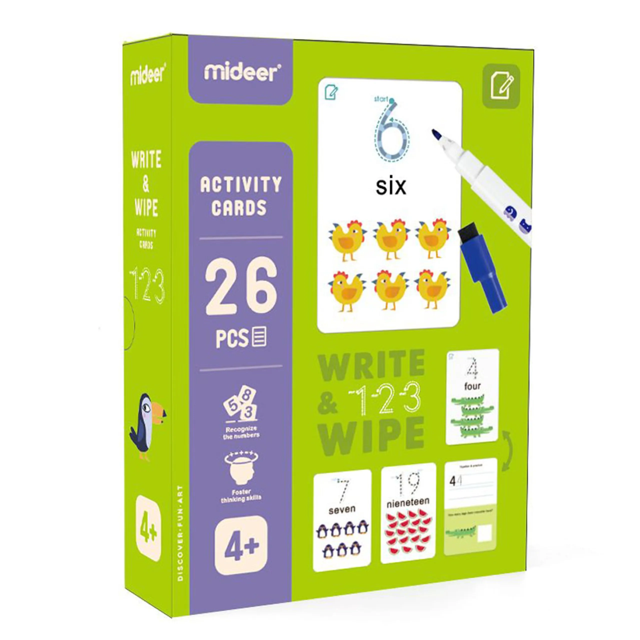 MIDEER Write & Wipe Cards - 26 pieces dry-erase marker