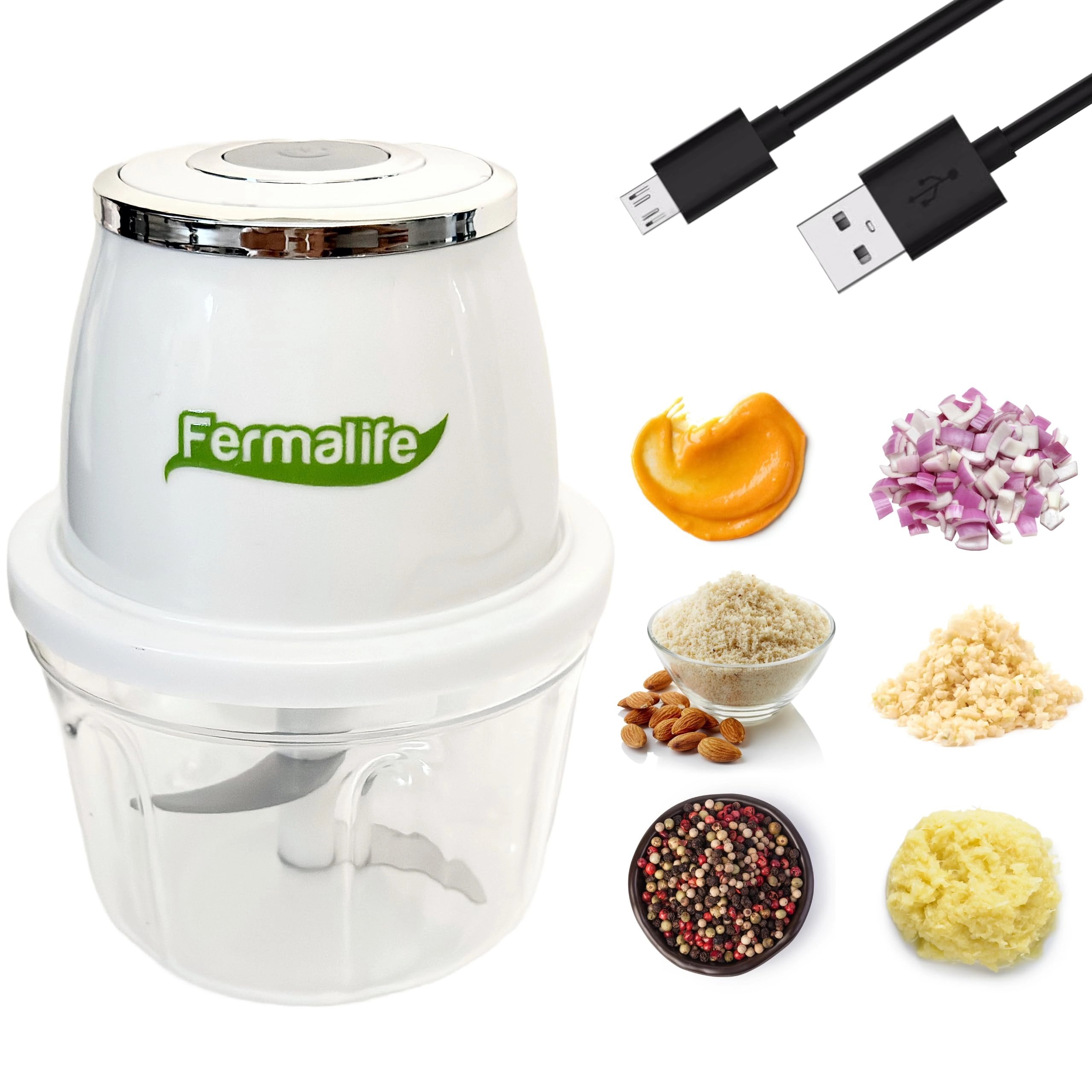FERMALIFE Electric Food Chopper Processor - 350ml Rechargeable