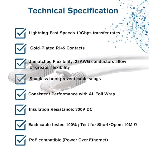 Cat6a Slim Ethernet Patch Cable - 7FT