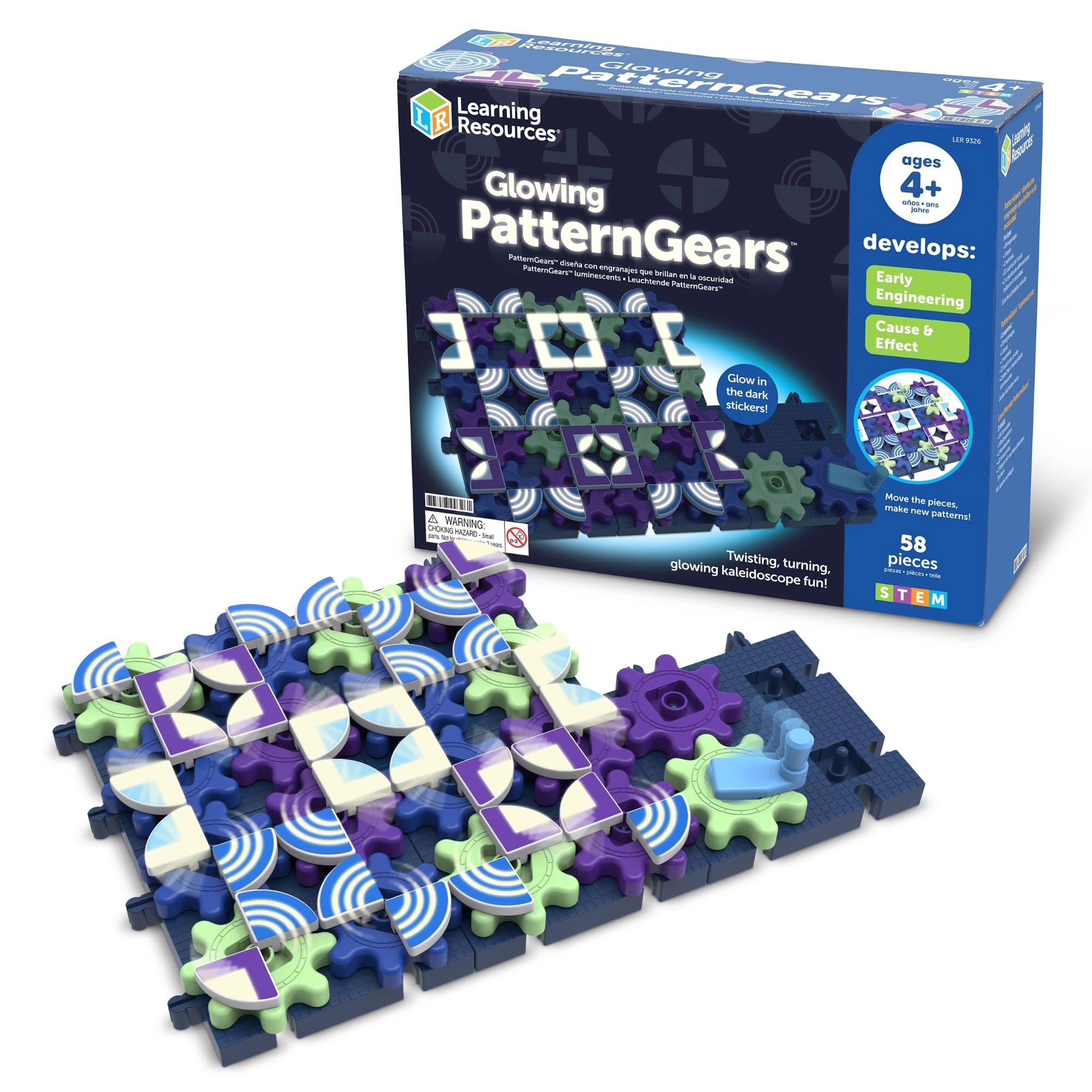 Learning Resources Glowing PatternGears Glowing Pattern Builder - 58 pieces Engineering