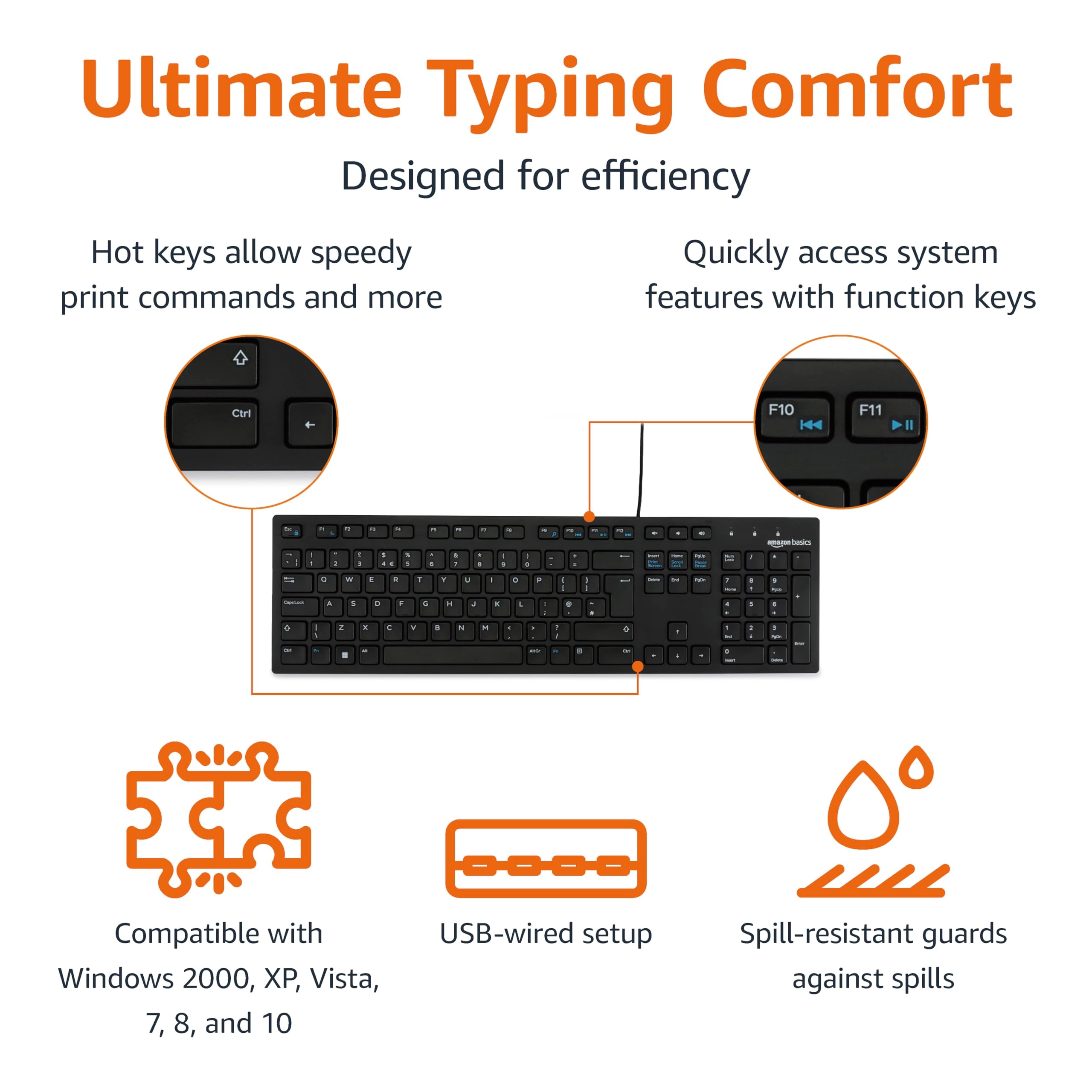 Low-Profile Wired USB Keyboard - UK Wired