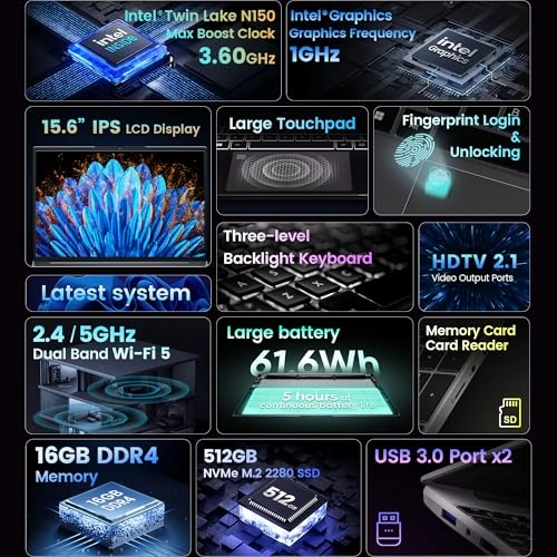 Nbook Lite - 15.6'' N150 16GB DDR4 512GB SSD