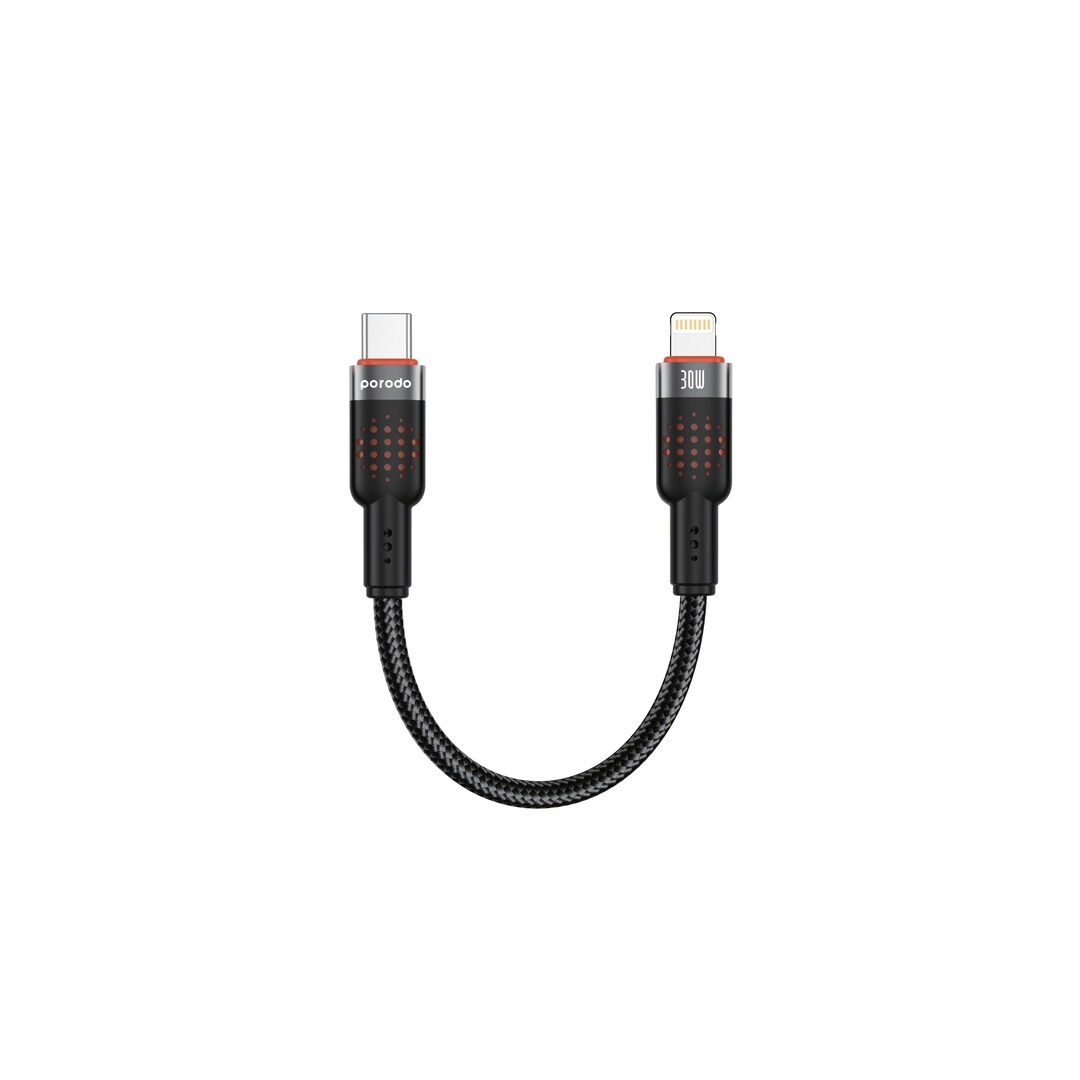 Porodo Braided Cable Type-C to Lightning Fast Charging 0.25m