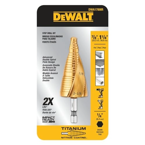 Step Drill Bit Set - Titanium Nitride Coated 7/8-Inch to 1-1/8-Inch