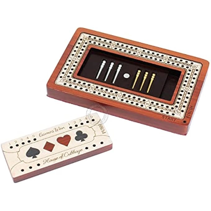Cribbage Board - 2 Track 60 Points Bloodwood / Maple Wood