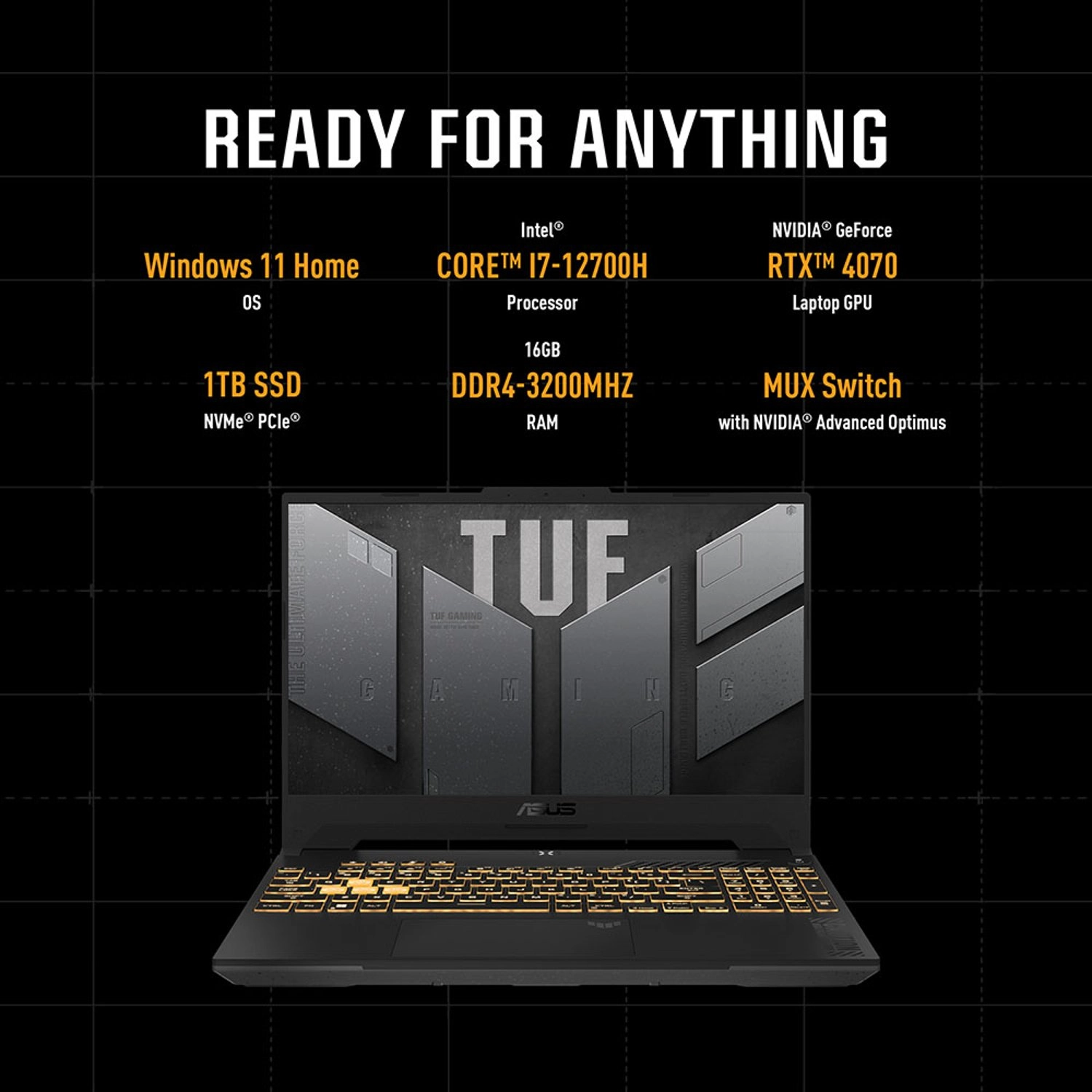 TUF F15 - 15.6'' Core i7-12700H 16GB DDR4 1TB PCIe SSD