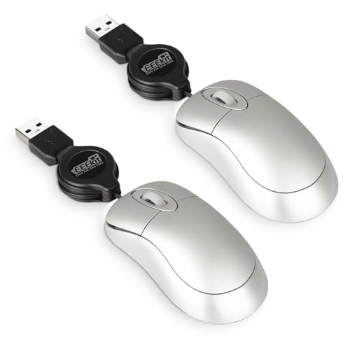 Mini Retractable Cable Wired USB Optical Mouse - USB Wired