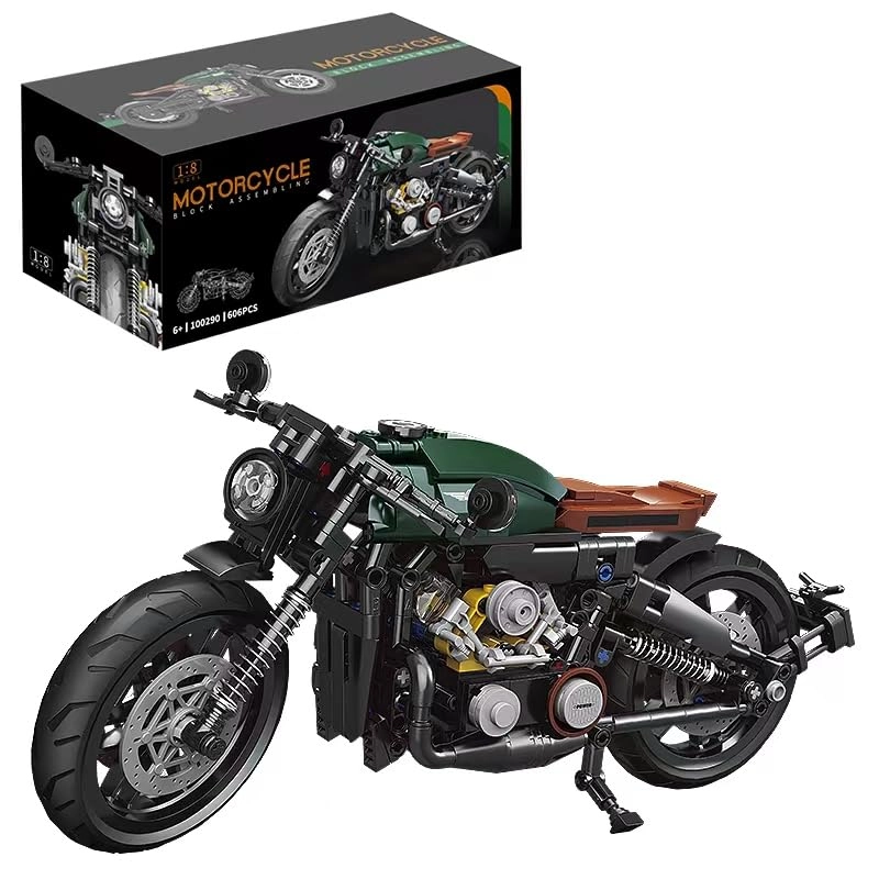 Menbis Narwhals Motorcycle Building Block Kit - 606 pcs Bycle