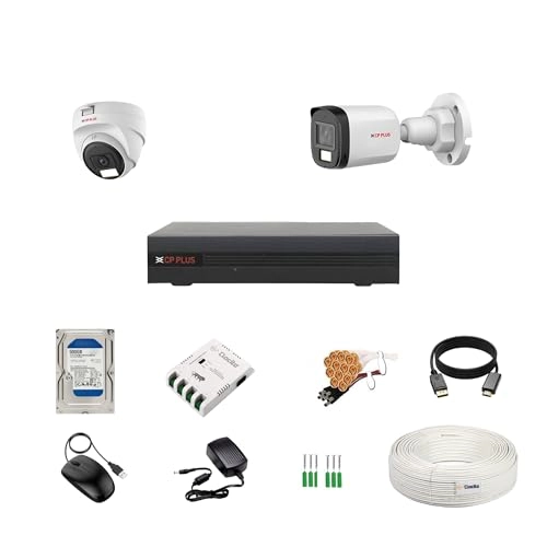 4 Channel DVR + Outdoor Camera - 2.4MP + Indoor Camera - 2.4MP + HDD - 500GB + SMPS - 4 Ch + CCTV Cable + USEWELL HDMI+BNC/DC Set