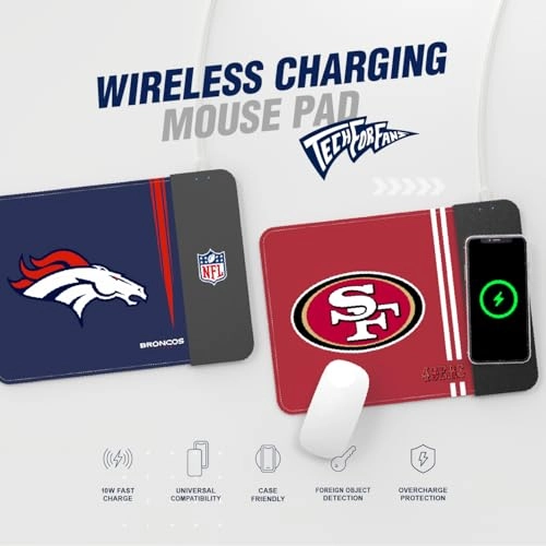 NFL Wireless Charging Mouse Pad - 22.86x9.91 cm