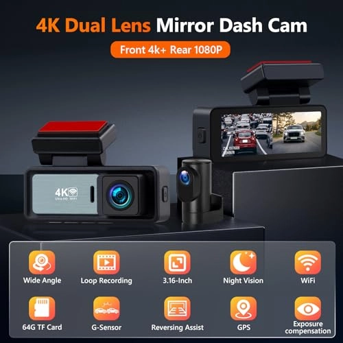 Dual Front and Rear Dashcam - 3840*2160 2K