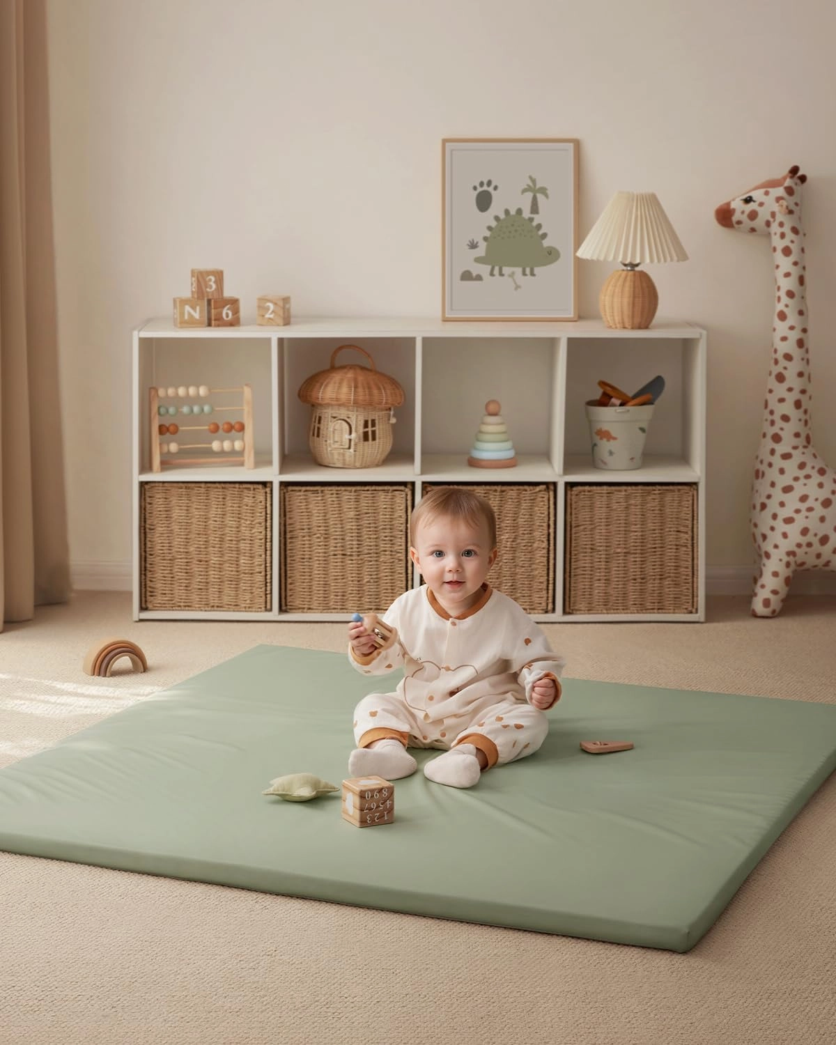 Vegan Leather Baby Play Mat - 50x50 Taupe