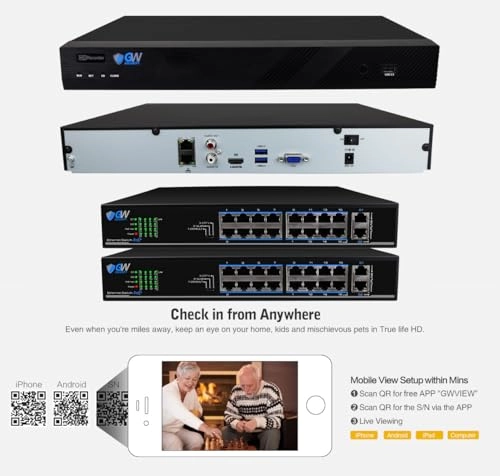 GW4216EP - 16 Channel NVR 4TB + GW7035MIC - 8MP IP camera + GWCAT60 - 60FT CAT5E cable + GWCAT100 - 100FT CAT5E cable