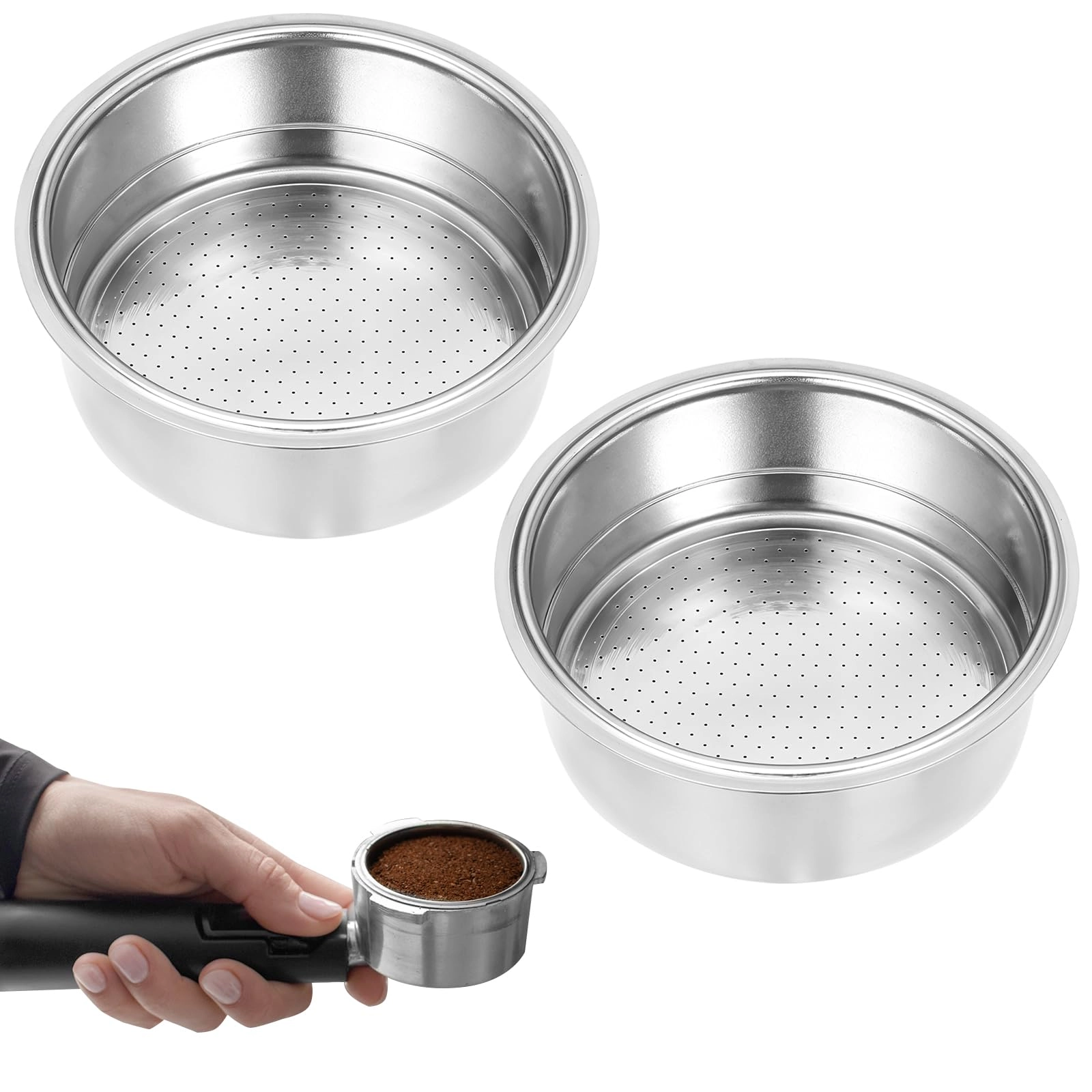 51mm stainless steel coffee filter - 1+2 Cups Capacity