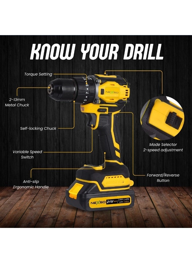 Cordless Drill - 21V 2000mAh