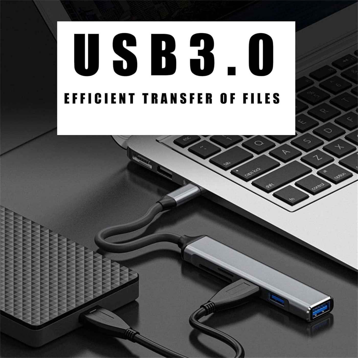 USB C Hub Multiport Adapter - 3 Port USB 3.0 Black