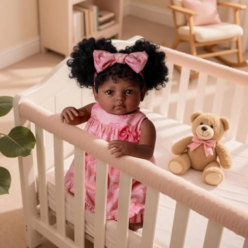 Reborn Baby Doll - 20 Inch Soft Cloth Body Black Girl Ages 3+