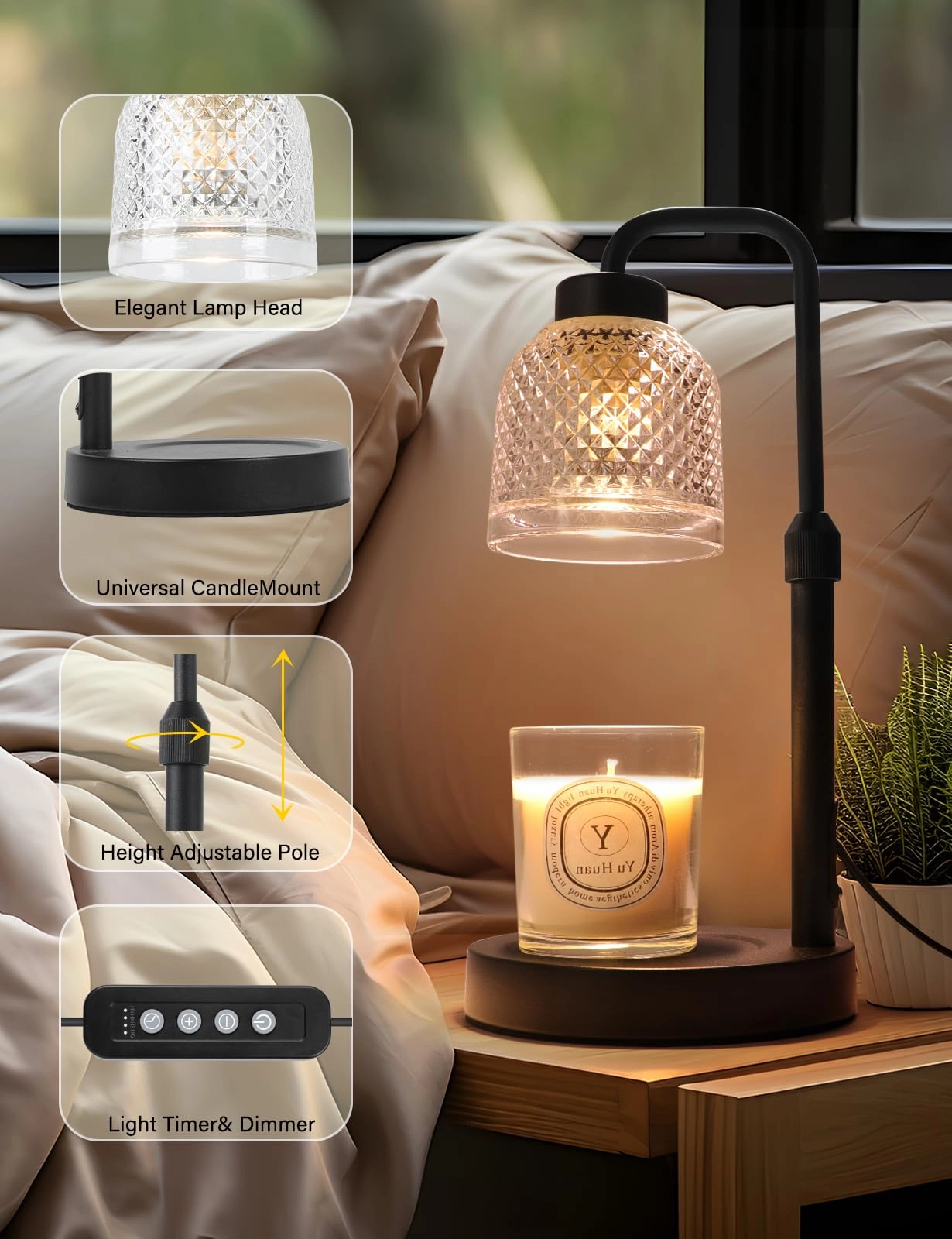 Candle Warmer Lamp - Timer Dimmable Adjustable