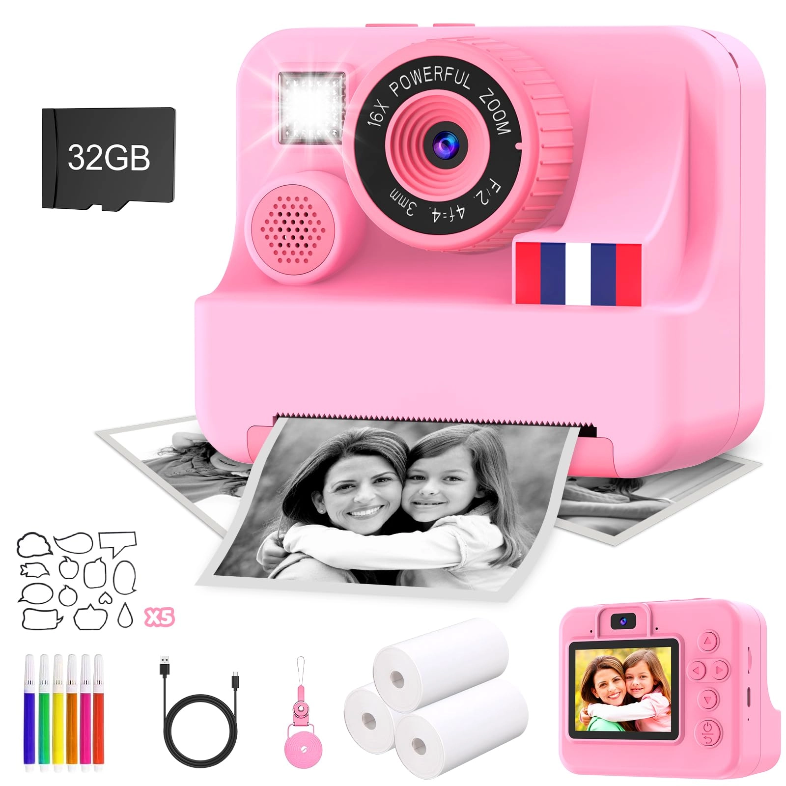 Instant Print Camera - 2.4 Inch 32GB 1080P