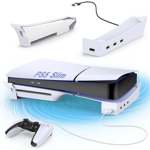 Stand for PS5 Slim - 4-Port USB Hub Horizontal Mount