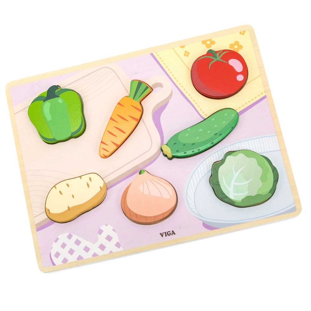 VIGA Vegetables Block Puzzle - Suitable for 18 months and above 7 pieces