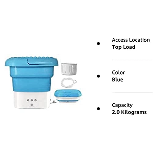 Blue Washing Machine, Mini Folding Washing Machine Combo with Small Collapsible Drain Basket UK Plug