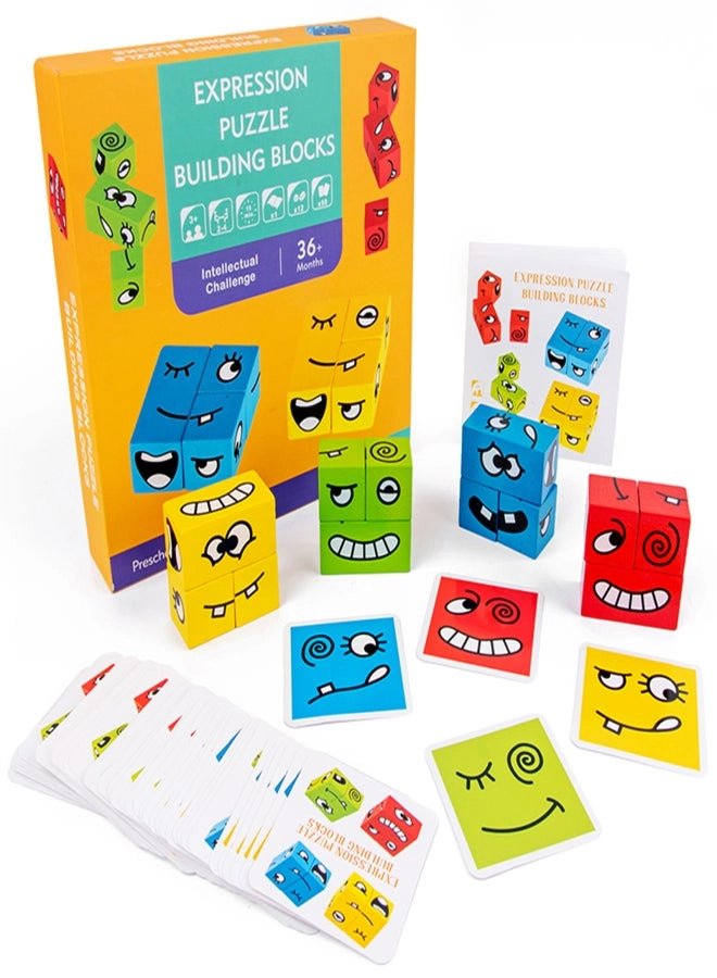 Generic Face Changing Expressions Wooden Block Puzzles - 3+ Years 16 pieces