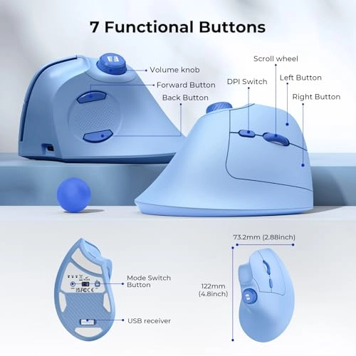 Ergonomic Vertical Mouse - Bluetooth, USB