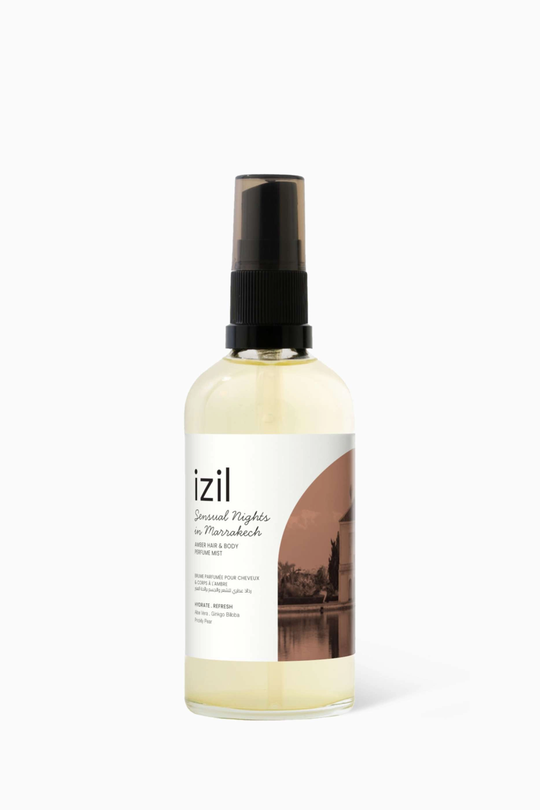 Izil Beauty Sensual Nights in Marrakech Amber Hair & Body Perfume Mist - 100ml woody amber with a spicy hint of ginger