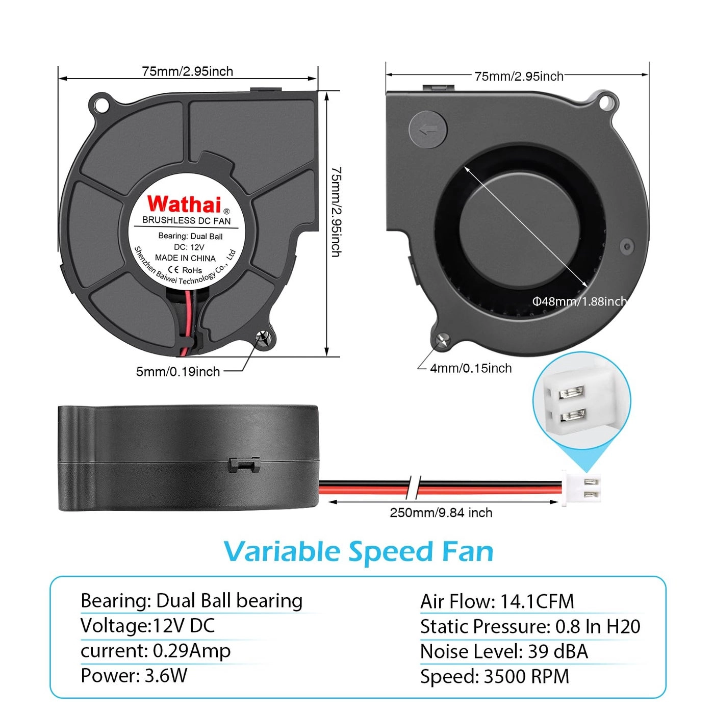 DC Centrifugal Fan - 75mm