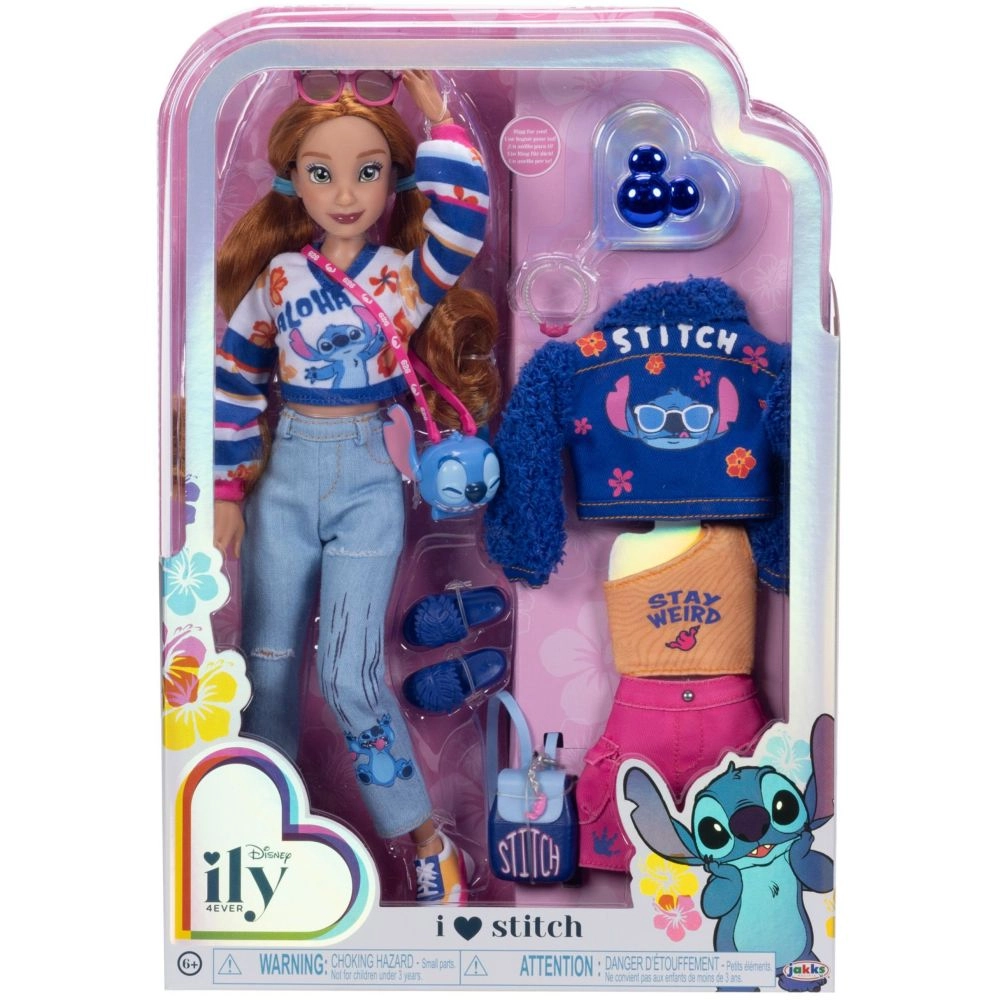 JAKKS Pacific I Love Stitch Doll - 12-Inch Dark Wavy Hair Ages 3+