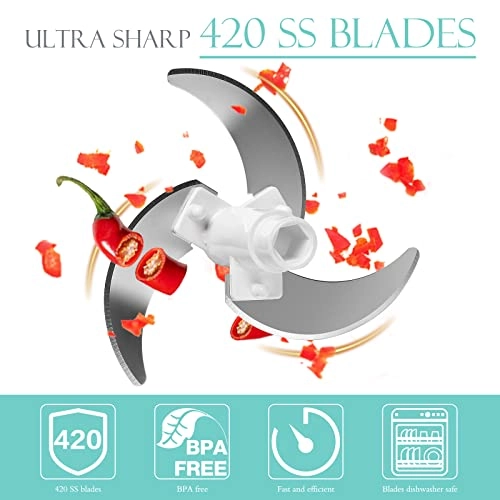 Manual Food Processor - 16.9 Fluid Ounces three blades