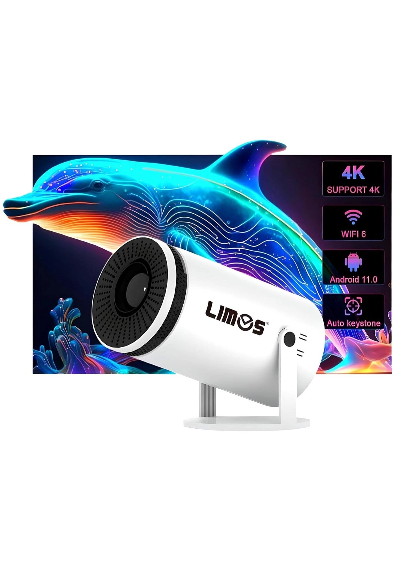 Smart Mini Projector - 5G WiFi 4K Support 360° Premium Sound