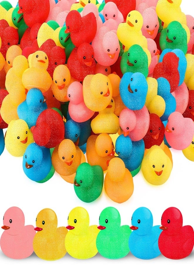 Syhood 60 Pcs Glitter Rubber Ducks - 2" Colorful