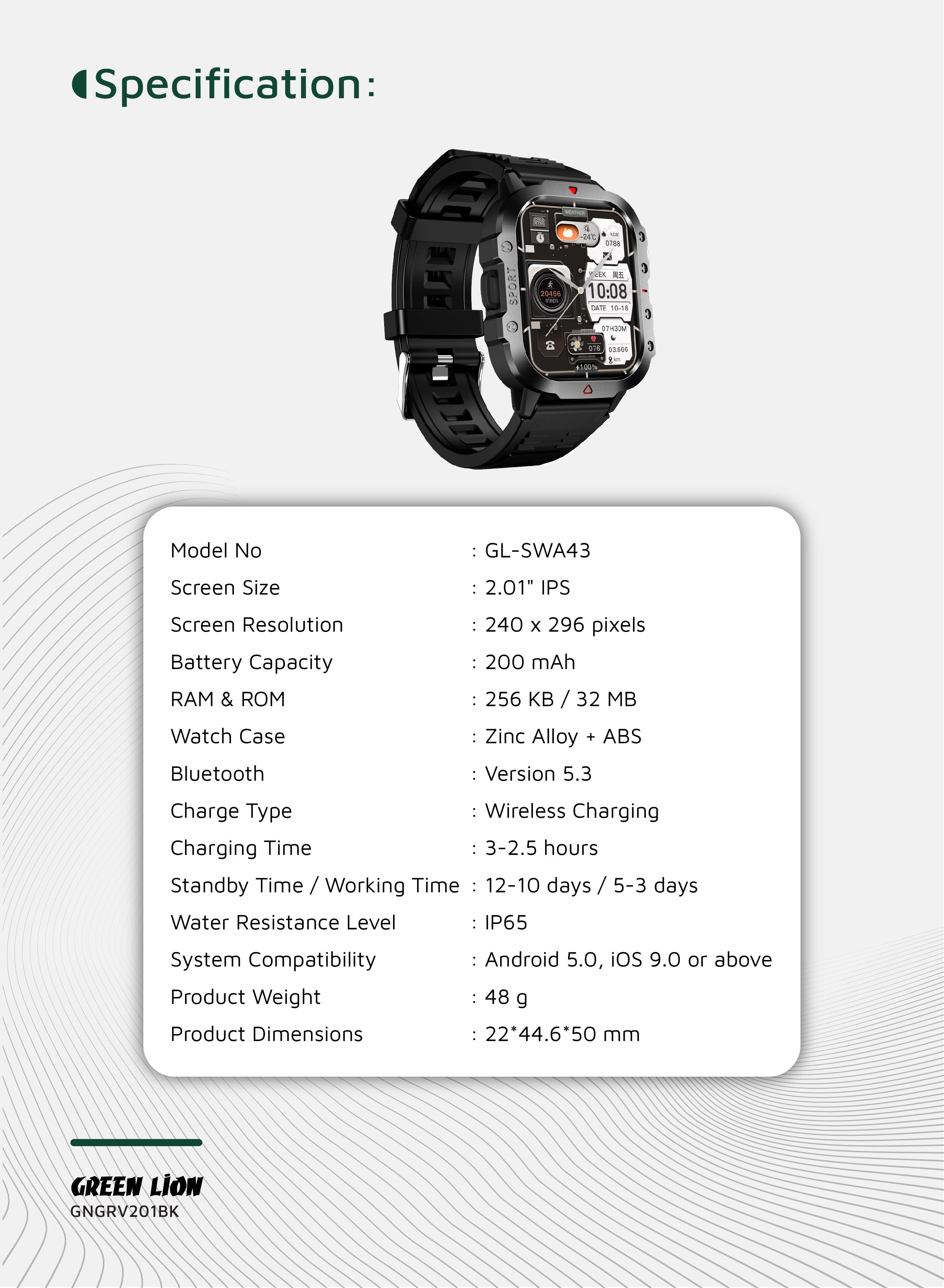 Gravix Smart Watch Zinc Alloy + ABS