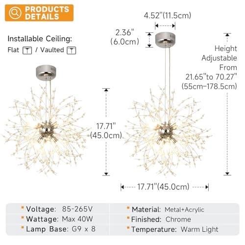 Dandelion Pendant Light - 8 x G9 45 cm